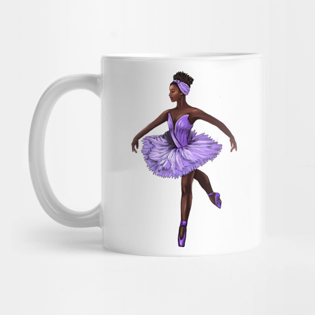 Ballet African American ballerina in purple tutu black woman with afro hair dancer dancing dance by Artonmytee